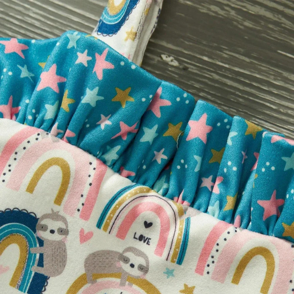 PETE + LUCY Rainbow Sloth Little Girl Ruffle Bucket Purse Stars Love NEW
